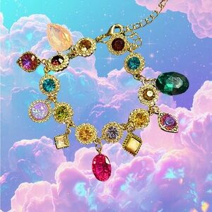 Handmade Colorful Crystal Charm Bracelet – Gold Statement Jewelry